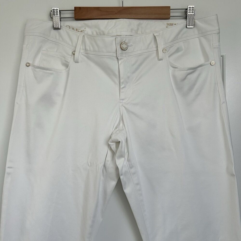 Lilly Pulitzer Jeans Womens Sz 14 Worth Skinny Stretch White Resort Ocean Summer